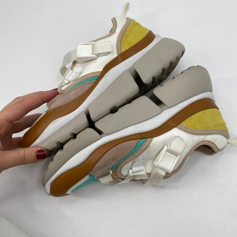 Chloe EU 37 Multicolor Leather Mesh and Suede Sonnie Low-Top Sneakers - Picture 5 of 11